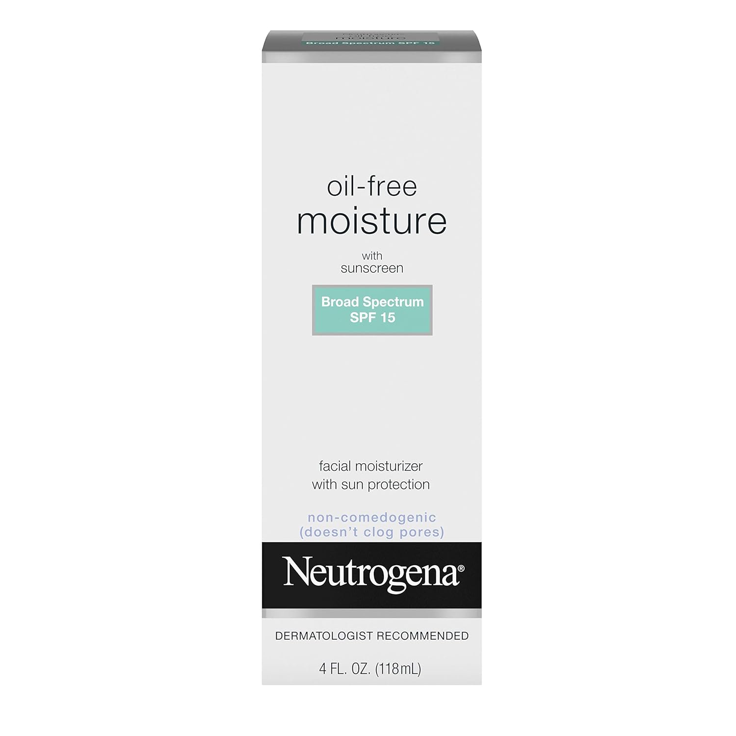 Neutrogena Oil-Free Daily Long Lasting Facial Moisturizer & Neck Cream with SPF 15 Sunscreen & Glycerin, Non-Greasy, Oil-Free & Non-Comedogenic Face Moisturizer, 4 fl. oz: Beauty
