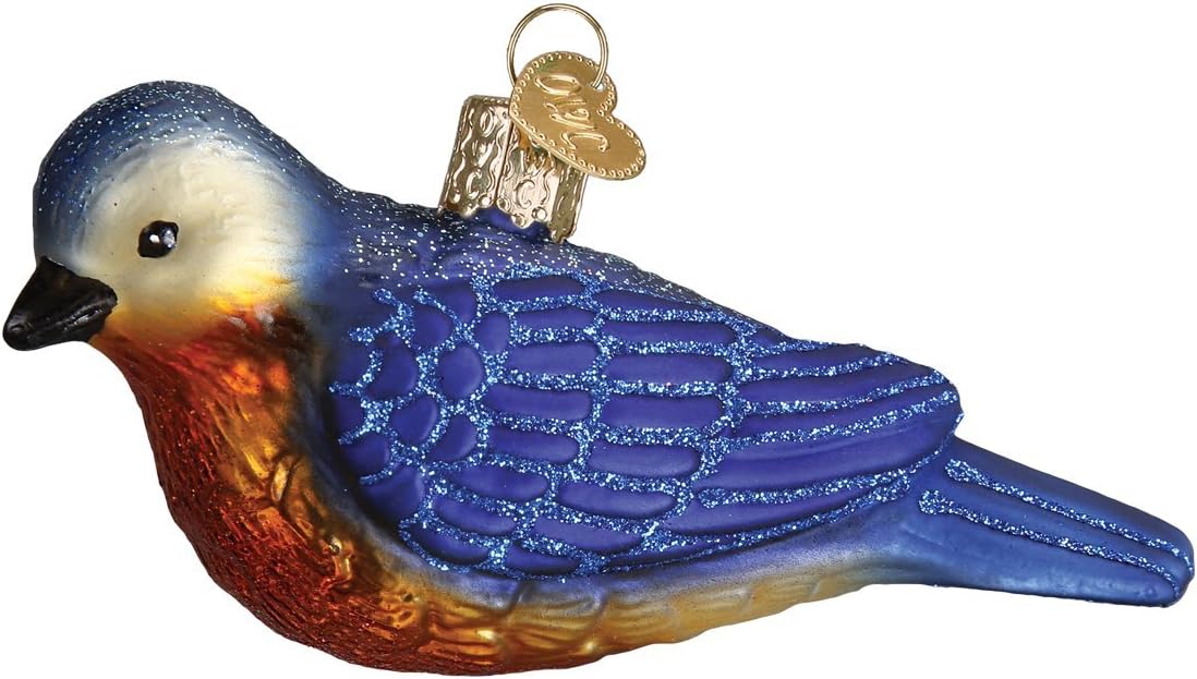 Ornaments - Old World Christmas Ornaments: Bird Watcher Collection Glass Blown Ornaments for Christmas Tree, Wester Bluebird
