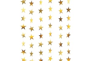 SLIVERDEW 50 Feet Reflective Star Garland, Paper Glitter Star Garland Banner Decoration Sparkling Gold Star Banner Twinkle Little Star Garlands Backdrop Decor for Graduation Wedding Birthday Party Supplies