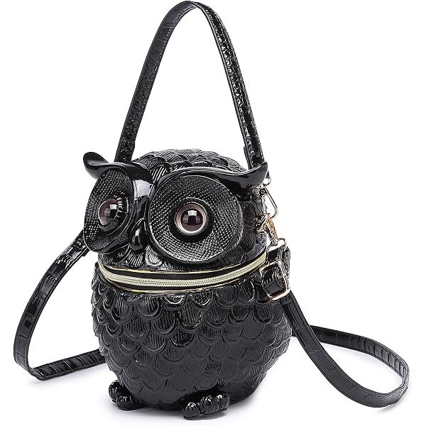 Amazon.com: HYY Black Woman PU Leather Owl Cartoon Backpack  display picture 3