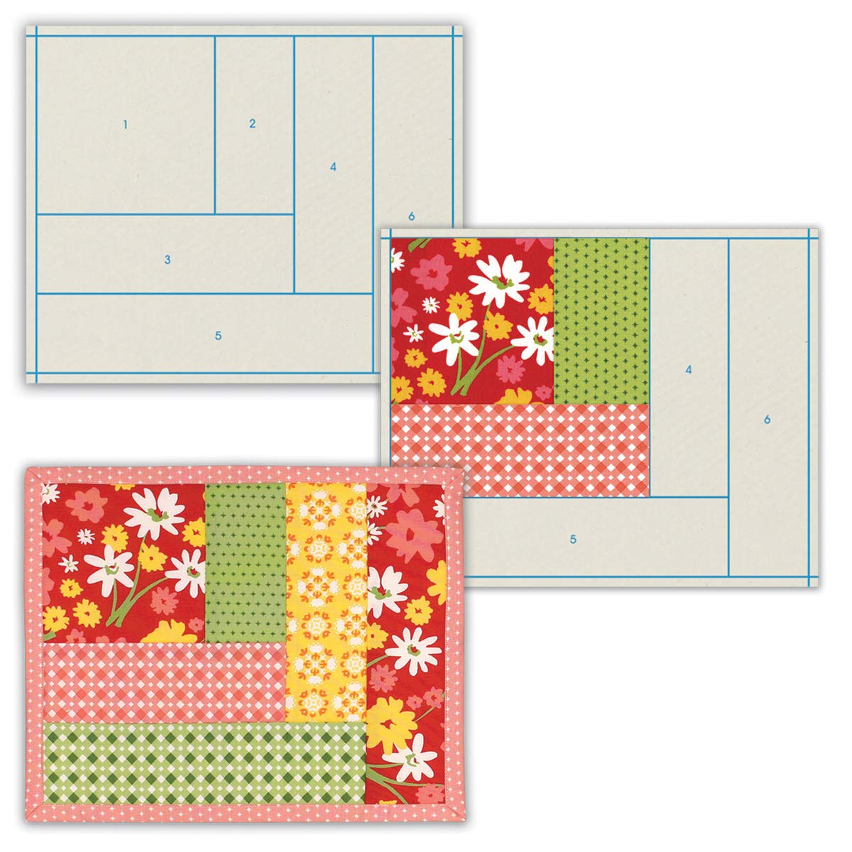 June Tailor Quilt As You Go Log Cabin Mug Mats 3 pack