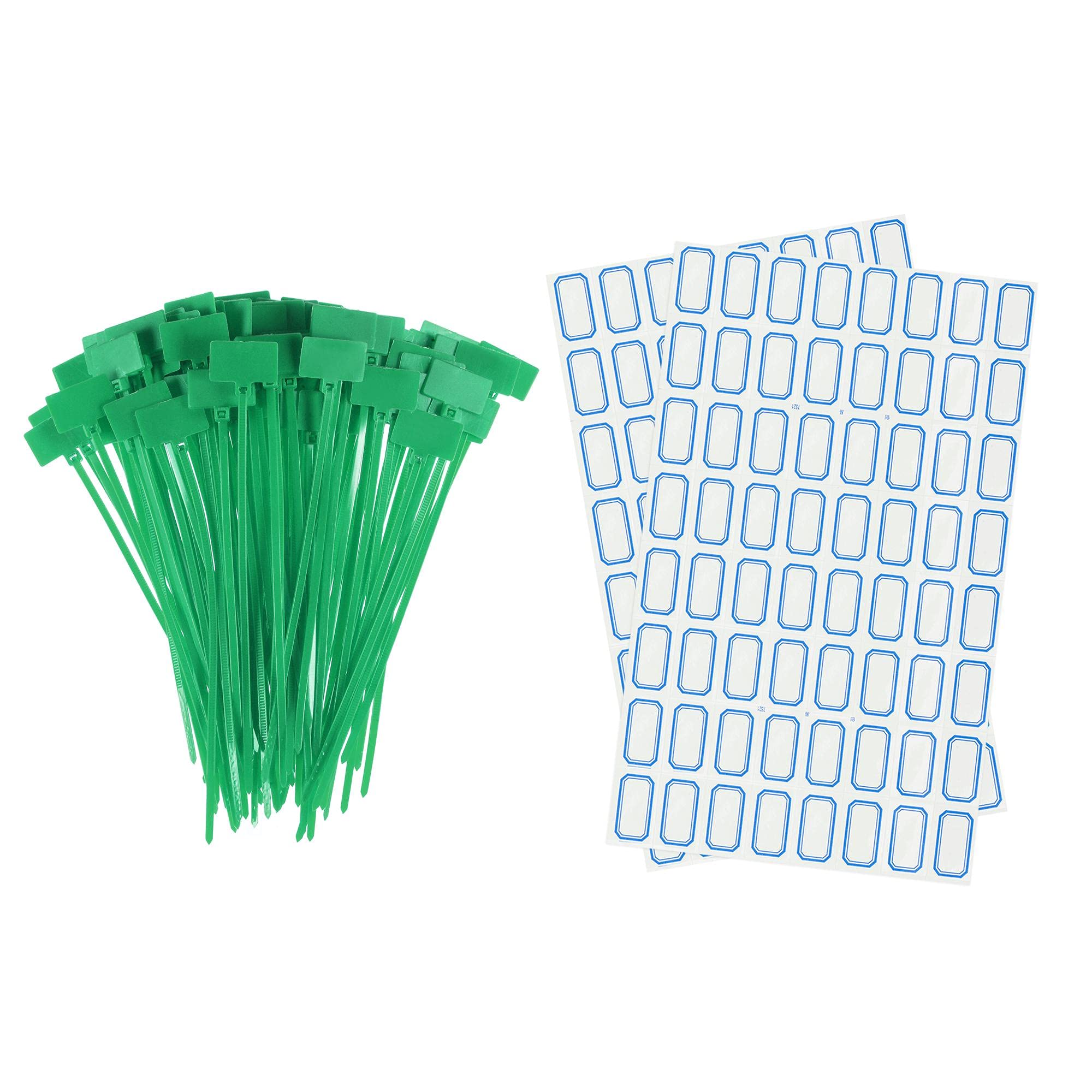 sourcing map 100pcs Nylon Cable Ties Tags Label Marker Self-Locking for Marking Organizing Green