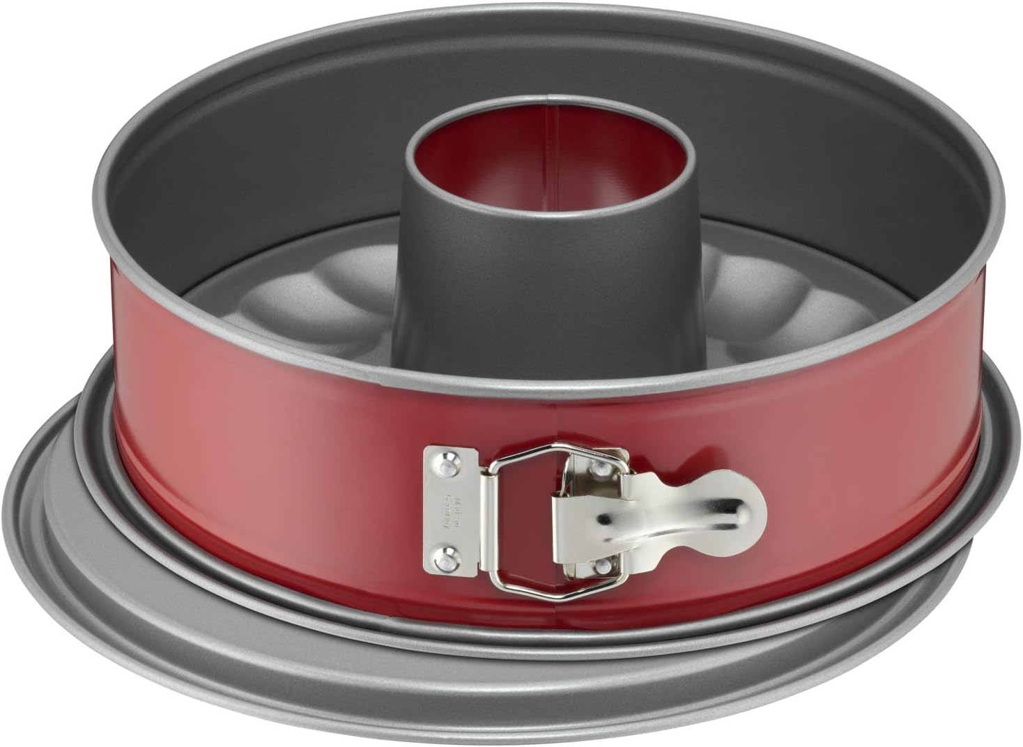 Kaiser Springform Pan with 2 Bases, Stainless Steel, Red