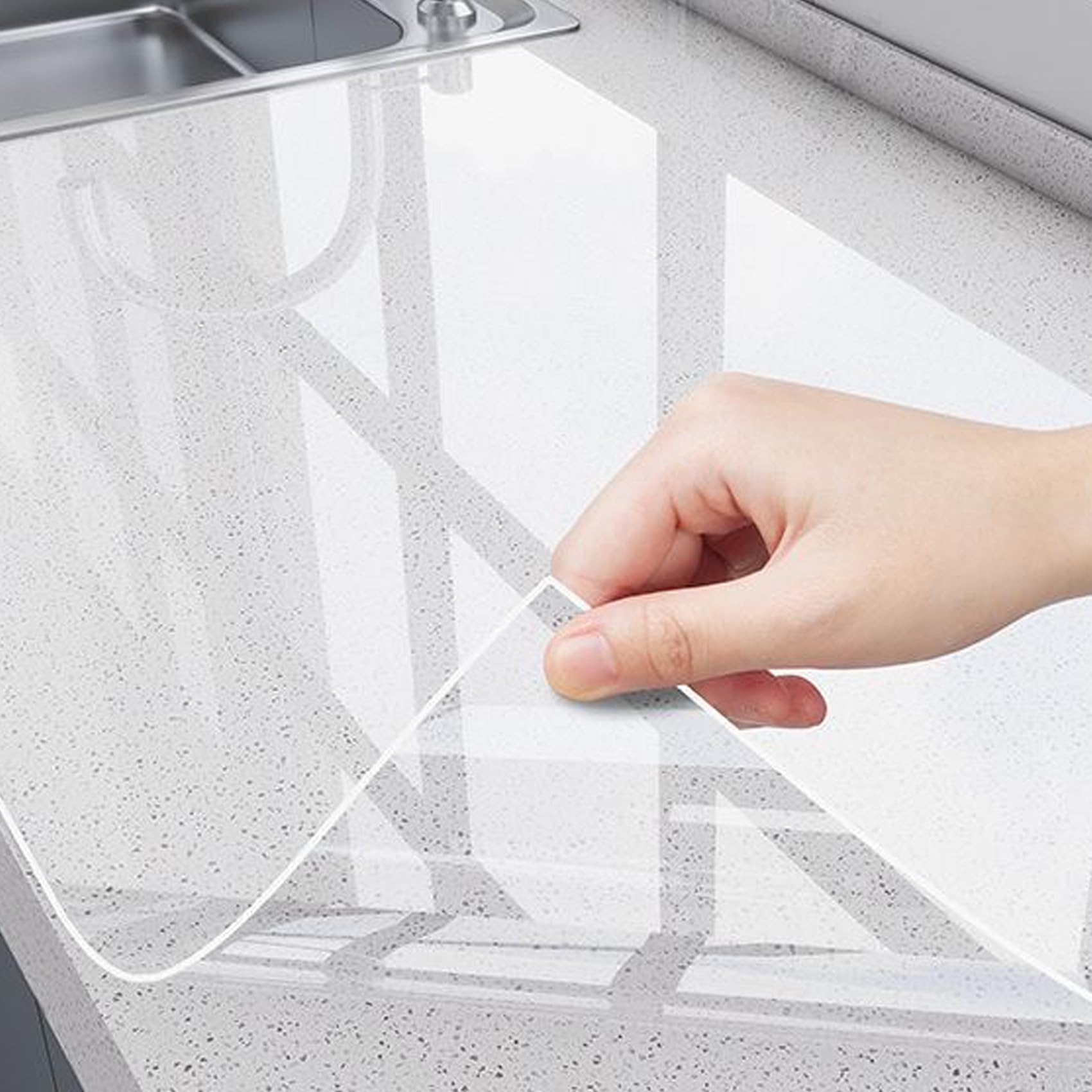 Photo 1 of Electrostatic Wall Protective Film, Clear Wall Protector Plastic Film, Static Cling Protective, Kitchen Protector Self Adhesive Paper Book Covers Waterproof Transparent Vinyl Roll