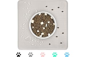 Ptlom Dog Food Mat Anti-Slip Dog Bowl Mats for Food and Water, High-Lips Waterproof Dog Feeding Mat Prevent Messy Spills to Floor, Silicone Pet Placemat Puppy Dishes for Small Medium Large Dogs Cats