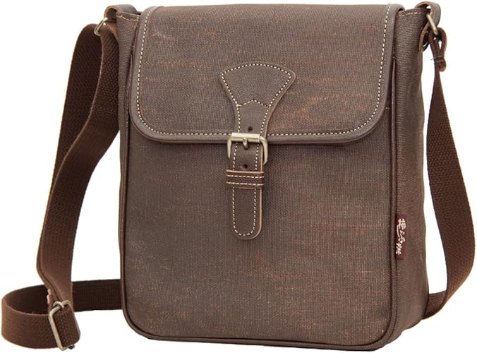 Amazon ショルダーバッグ メンズ 帆布バッグ 柿渋染め 壺渋 軽量 斜めがけ 革付属 Miniフラップショルダー 日本製 京都 Kiki 26g フラップ裏 渦巻き ショルダーバッグ