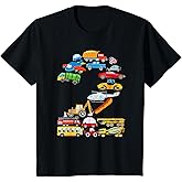 Kids 2nd Birthday for Boys Cars Vehicles Fire Truck Airplane T-Shirt