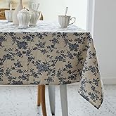 YiHomer Pastoral Rectangle Tablecloth - 60 x 84 Inch Table Cloth - Washable Table Cover with Dust-Proof Wrinkle Resistant for Restaurant, Picnic, Indoor and Outdoor Dining, Floral (Dark Blue)