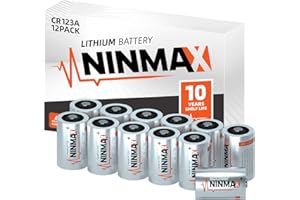 NINMAX® CR123A 3V Lithium Battery 12 Pack, No.1 1700mAh 3 Volt High Power 123A Lithium Batteries for High-Intensity Flashlights, Home Safety and Security, and More
