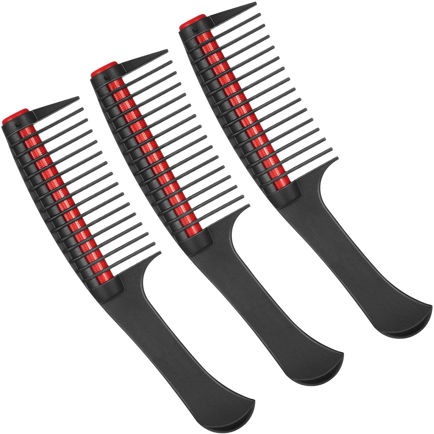 Photo 1 of Leinuosen 3 Packs Hair Comb with Roller, Detangling Comb with Roller Integrated Anti Splicing for Salon Barber Hair Dye(Red)