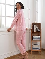 COLORFULLEAF Women's 100% Cotton Long Sleeve Pajama