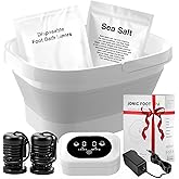 Ionic Foot Bath Detox Machine,Foot Detox Foot Bath Soak Tub with 2 Arrays,80 Disposable Liners,Detox Sea Salt,Folding Foot Sp
