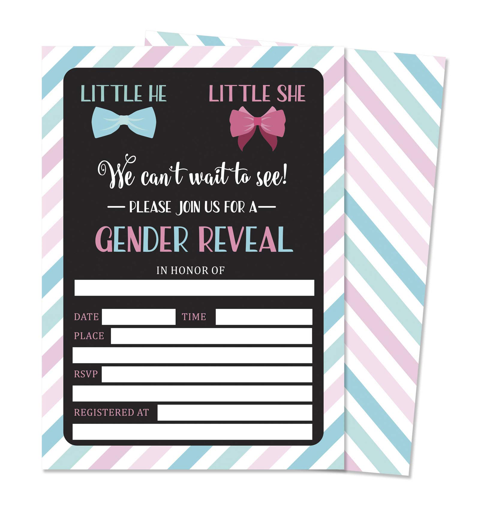 Inkdotpot 30 Gender Reveal Baby Shower Invitation Cards It’s a Boy It’s a Girl Fill In Blank Invites