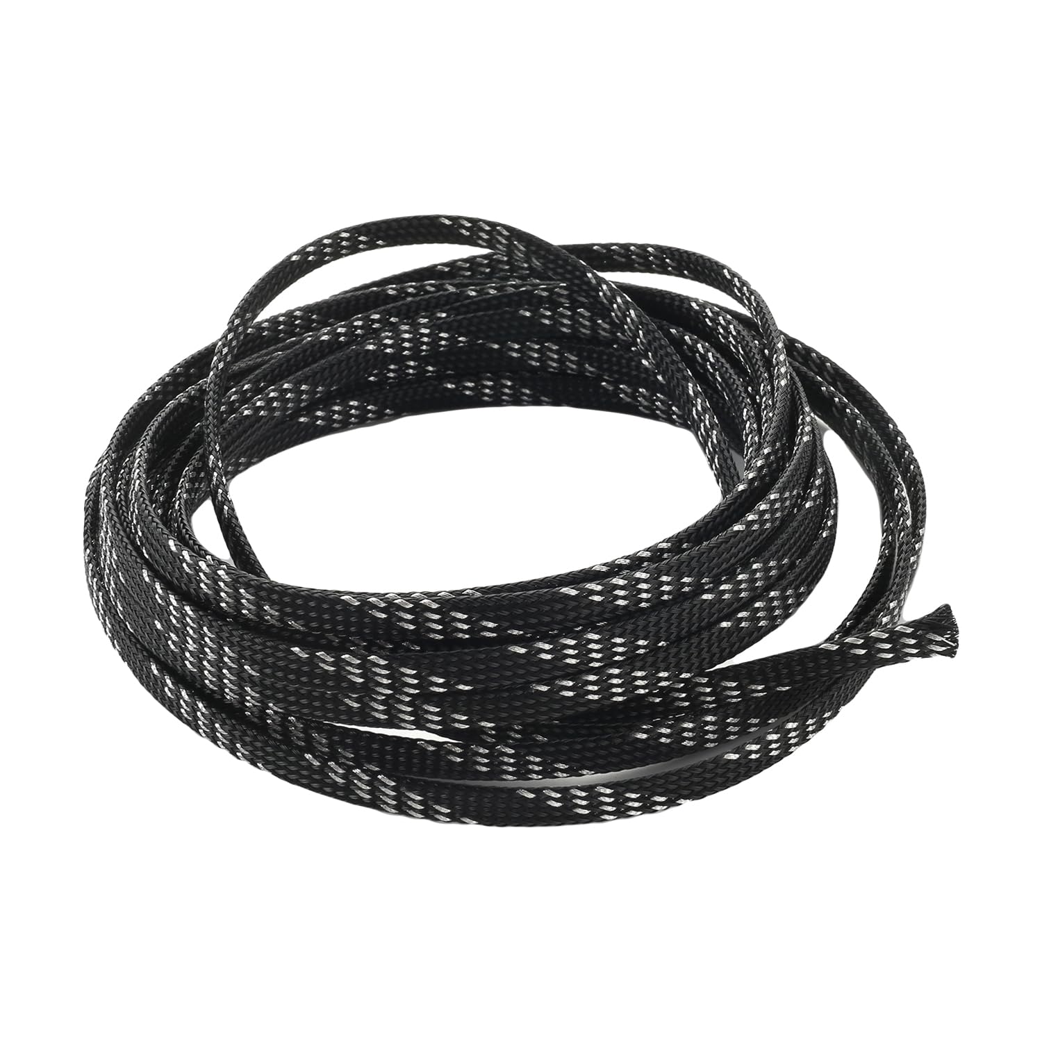 Othmro Cable Management Sleeve, 5m Cable Tidy Sleeve Black and Silver, Diameter 6mm, Cord Protector, Braided Cable Organizers for Office Cord, Insulation Protection, 1 Pc — image 1