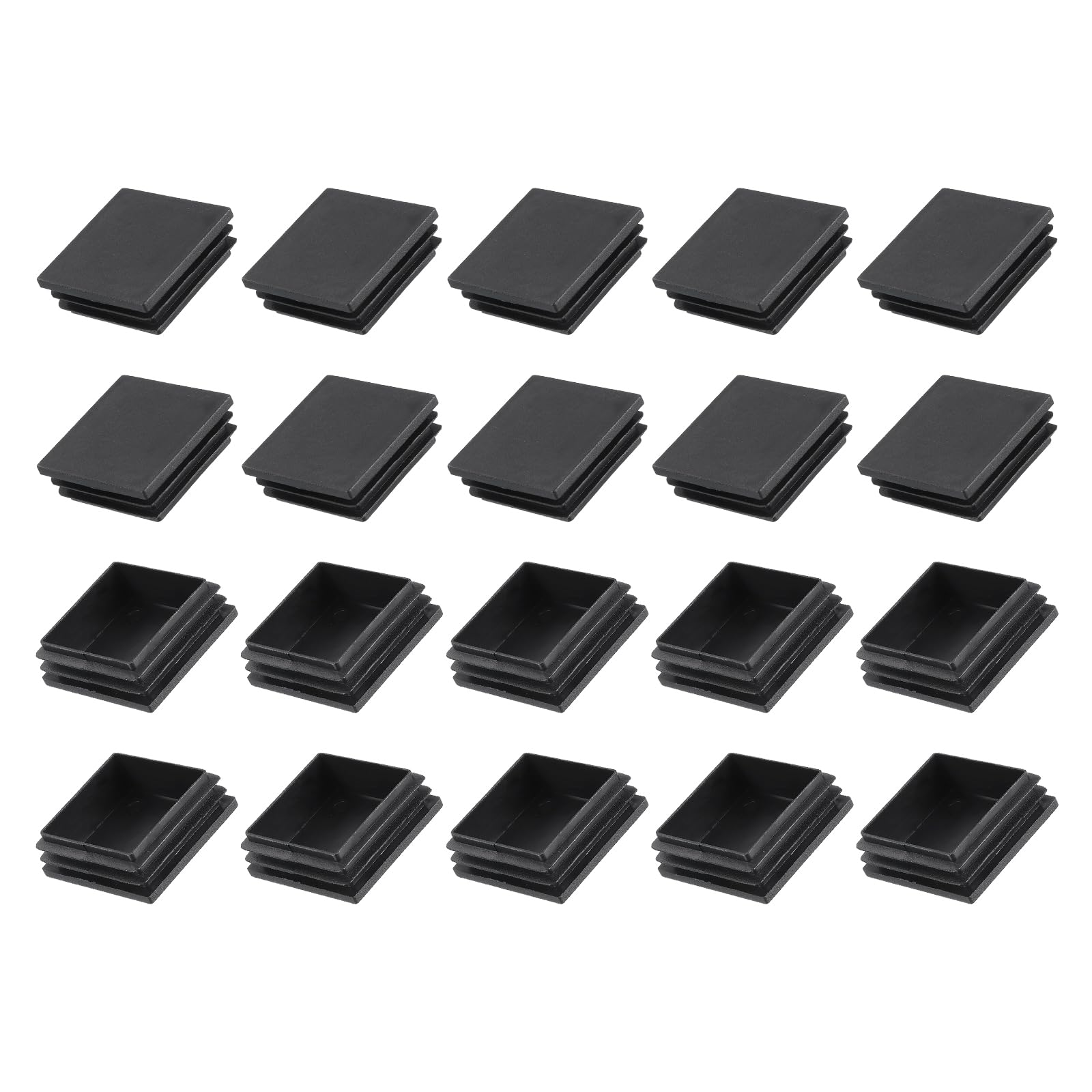 METALLIXITY Square Tube End Cap(50 x 50mm) 30Pcs, Plastic Plugs Insert End Caps Pipe Cap Cover Threaded End Blanking Caps Protector - for Square Tube Fence Furniture Table Chair Legs, Black
