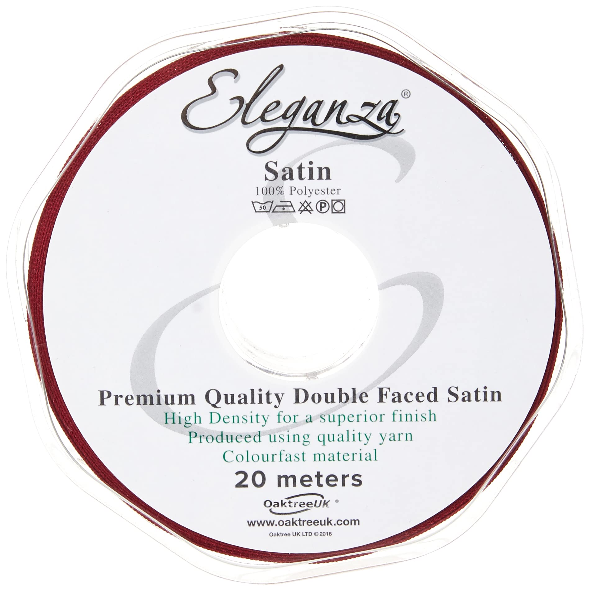 Eleganza Double Faced Satin 15mm x 20m Claret No.31, 15 mm x 20 m