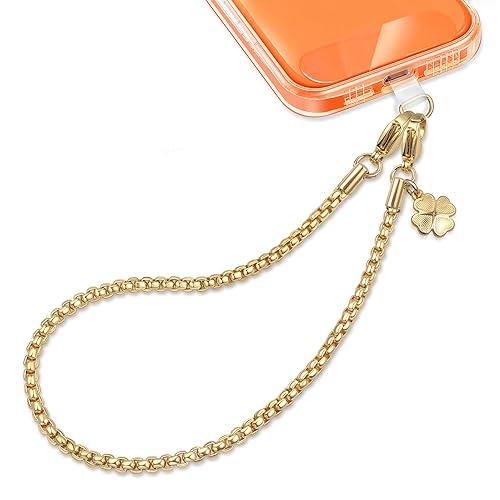 BLACK PATHON Metal Phone Lanyard Phone Wrist Strap Anti-Theft Strap with 2 Clear Tether Tabs Detachable Chain for Women and Girls