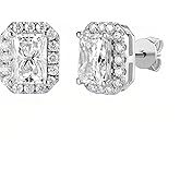 YosikCase Moissanite Stud Earrings for Women Men, 2.0CT D Color VVS1 18K White Gold Plated 925 Sterling Silver Moissanite Stud Earrings, Hypoallergenic Lab Created Moissanite Stud Earrings for Women Men Jewelry Gift