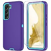 ONOLA Phone Case for Samsung Galaxy S22 Plus Case with HD Screen Protector, Heavy Duty Shockproof & Dropproof 3-Layer Cover Phone Case for Galaxy S22 Plus 6.6'',PurpleSkyblue