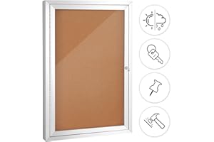 S SWANCROWN Swansea Outdoor Enclosed Cork Bulletin Board Weatherproof Display Cases Tamperproof Notice Poster Memo Board with Aluminum Frame,36x24 inches