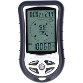 8 IN 1 Altimeter, Digital Compass, Hiking Thermometer, Barometer, Weather, Timer with Backlight for Mountaineering Outside -2300 to 29500FT 1100MBAR, 300mbar to 1100mbar, English Manual, Lanyard