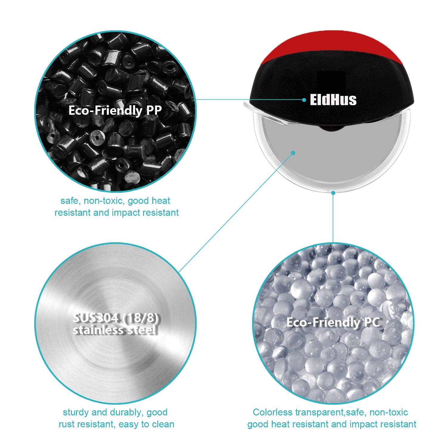 EldHus Pizza Cutter Wheel, Pizza Sharp Blades, Stainless Steel Cutting Wheel, Premium Edition Slicer with Sliding Protective Blade Cover