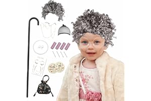 LFDAVP Old Lady Costume Wig for Girls, 100th Day Of School Kids Granny Wigs 20Pcs (Grey)