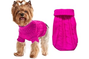 JUOMIIEL Dog Sweaters for Small Dogs Girl Boy, XS Yorkie Sweaters XXS Puppy Doggie Sweater Winter Warm Dog Turtleneck Knitwear Pullover for Chihuahua Fall Winter Cold Weather,Hot Pink XS