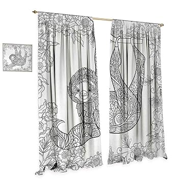 Amazon Com Sloth Window Curtain Fabric Outline Drawing Of Sloth