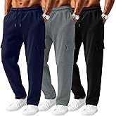 August Alley 3 Pack Men's Cargo Sweatpants Baggy Joggers Lightweight Casual Built-in Drawstring Tapered Pants with Pockets