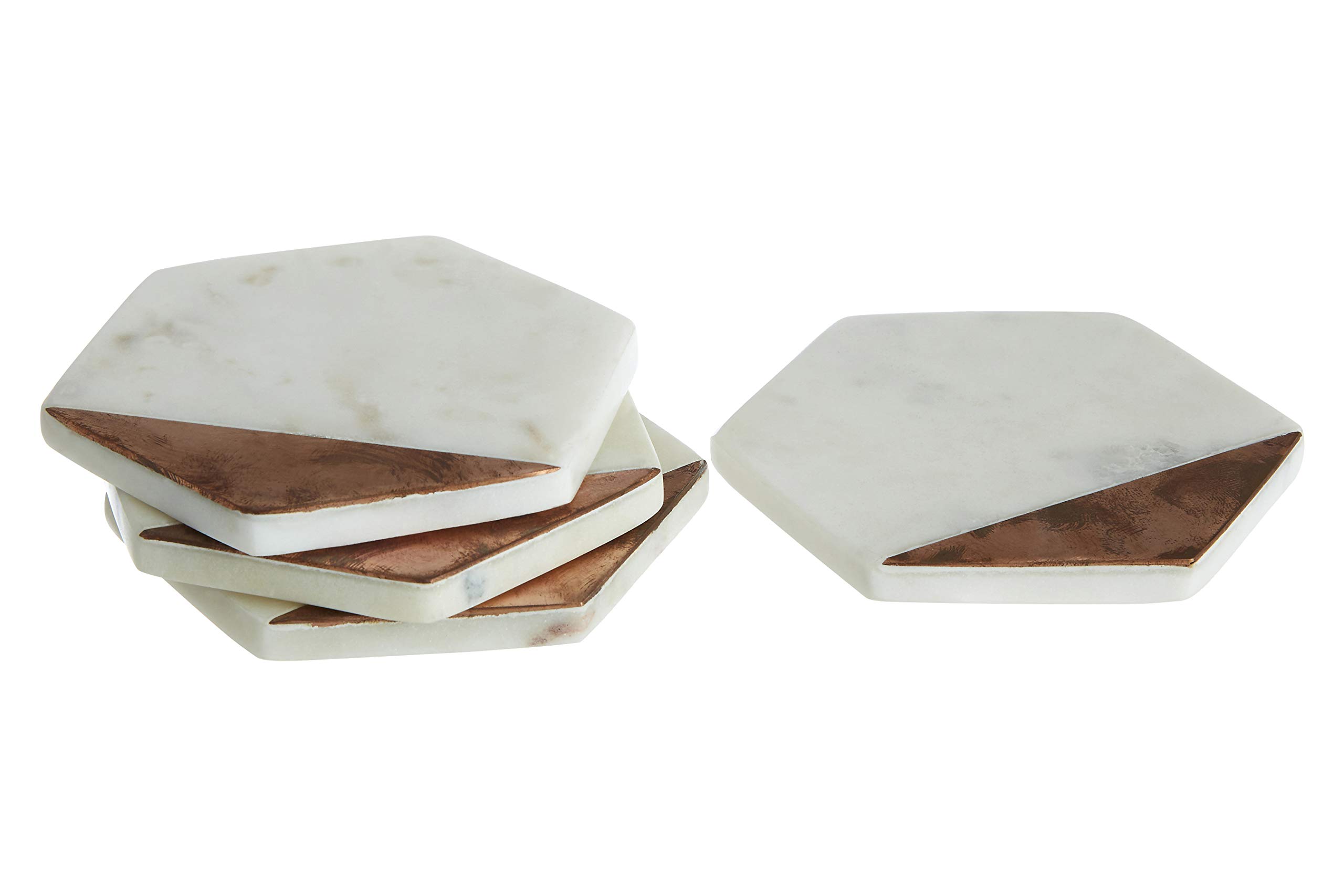 Premier Housewares Marble Coasters, Copper Inlay, White, Set of 4