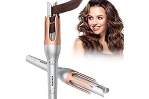 Flyhey Automatic Curling Iron, Rotating Barrel Curling Wand, Portable Hair Curler Automatic for Women, Ionic, 3 Temp 320-400℉