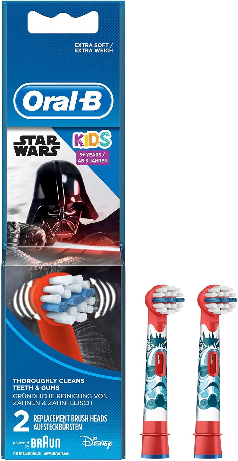 Oral-B - Kids Electrical Toothbrush Replacement Heads with Star Wars Figures - 2 Pieces, 1 count (Pack of 2)