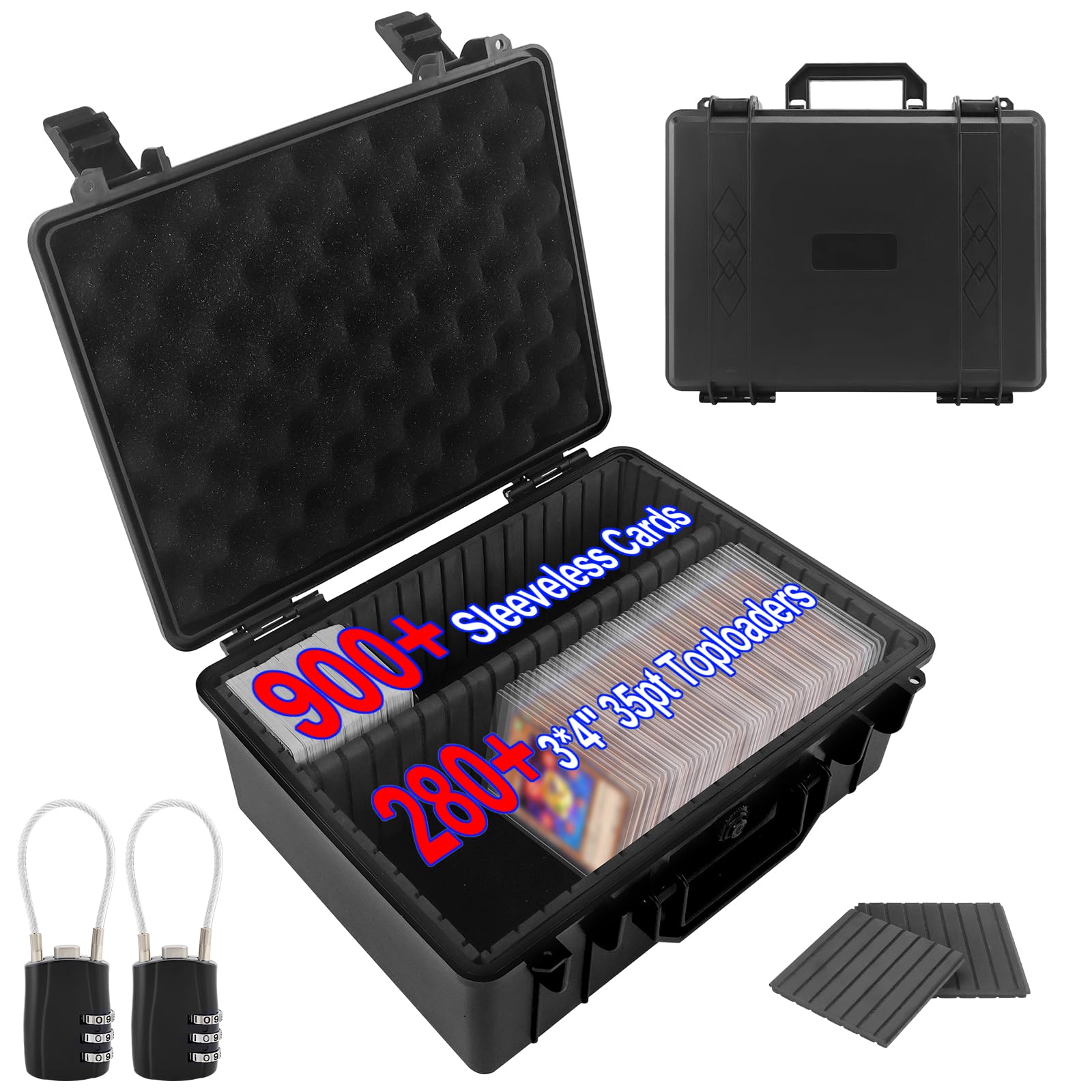 Photo 1 of Camkinger Graded Card Storage Box, Hold 280+ 35PT 3"x4" Toploader Storage Box, PSA Slab Case for SGC CSG BGS, Trading Card Case with 2 Locks, Sports Cards Organizer for Magnetic MTG Deck (S)