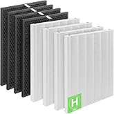 GoKBNY 116130 Replacement Filter H Compatible with Winix 5500-2 Purifier and Models AM80, 4-Set Include 4×Filters + 4×Activated Carbon Filters