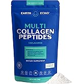 Earth Echo Multi Collagen Peptides Powder - Unflavored Hydrolyzed Collagen with Vitamin C & Hyaluronic Acid for Skin, Joints, Gut & Immunity - Non-GMO, Dairy-Free, Keto-Friendly - 26 Servings