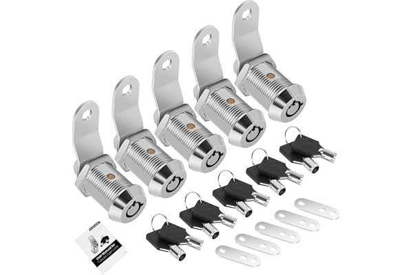 5 Pack Cabinet Lock with Keys, 7/8” RV Storage Locks Keyed Alike, RV Locks for Storage Door, Camper Cabinet Door Toolbox Lock