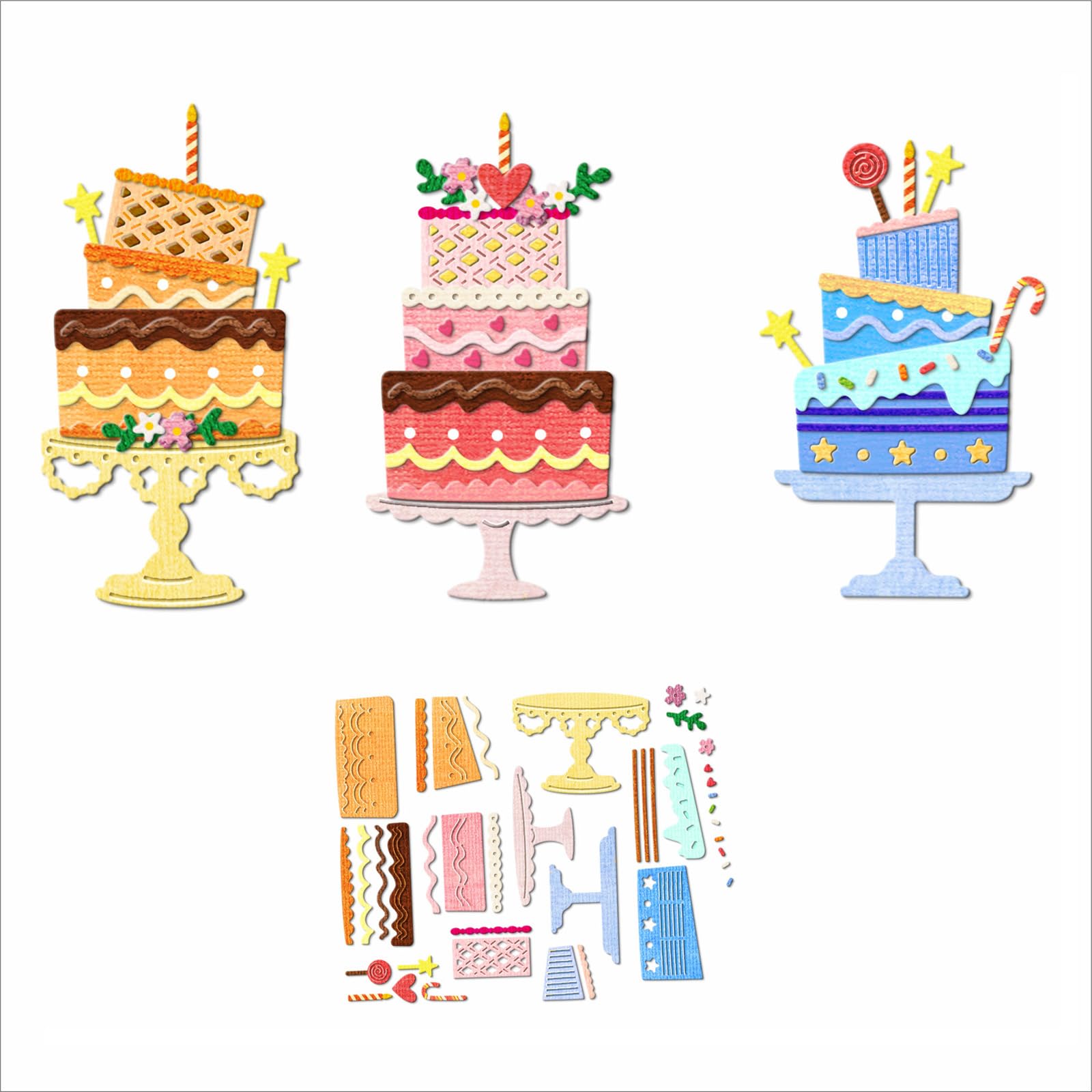Photo 1 of XMZZMX Birthday Party Cake Metal Cutting Dies for Card Making, Paper Embossing Die Cuts Kit Templates, Storage Pockets Supplies, Photo Frame Album DIY Scrapbooking Stencils Sets