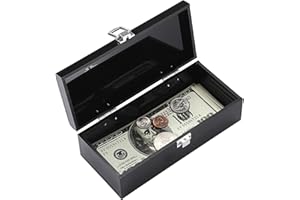 OGANAZI Money Organizer for Cash, Black Acrylic Money Holder Cash Organizer with Secure Latch, Portable Cash Box for Small Business and etc