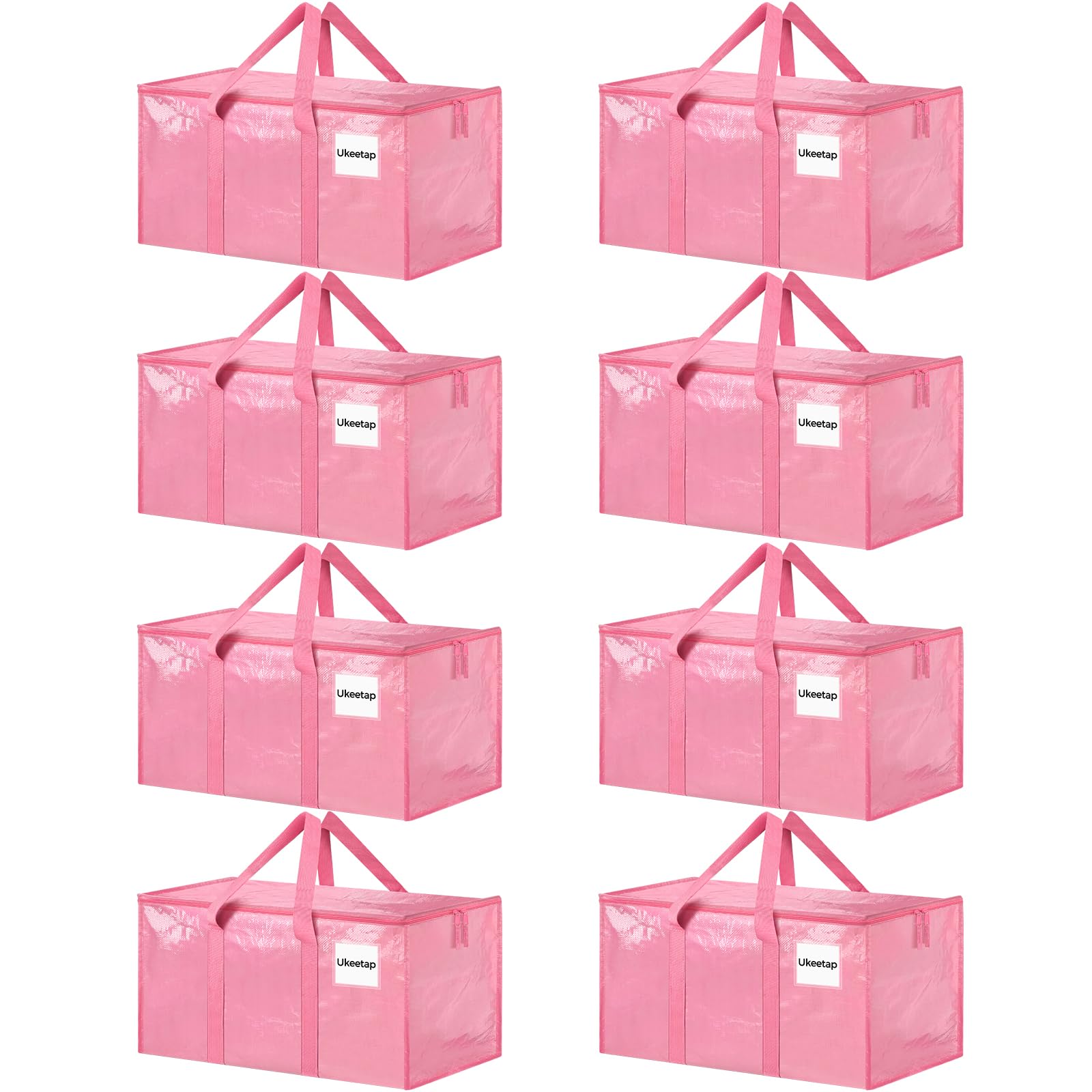 8 Pack Extra Large Clothes Storage Bins with Lids, Moving Bags, Pink