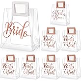 Thenshop 8 Pcs Bridesmaid Gift Bags Wedding Clear Gift Bags with Handle, 1 Maid of Honor, 6 Bridesmaid, 1 Bride for Bachelorette Party, Bridal Shower