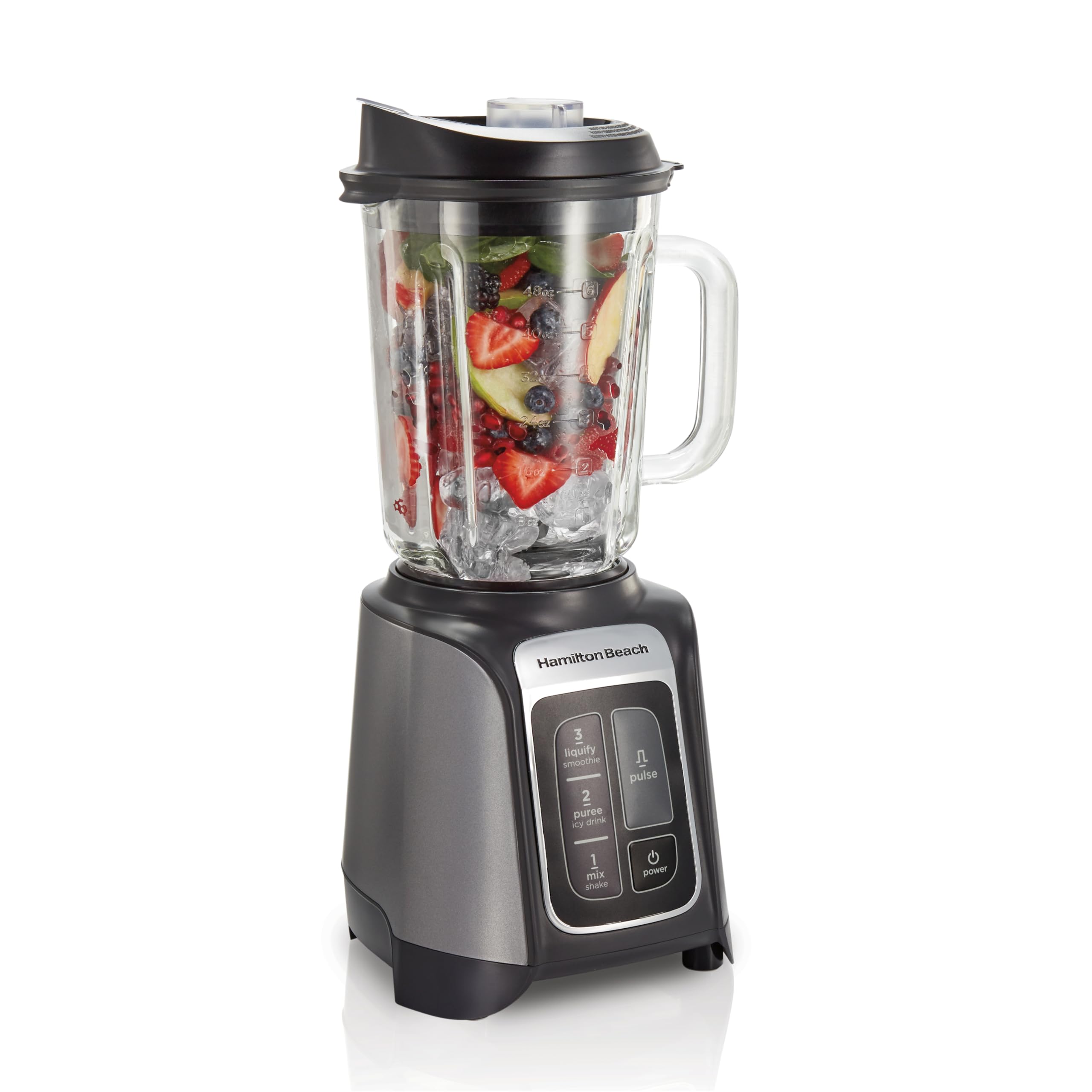 Photo 1 of Hamilton Beach PowerMax Professional-Performance Blender for Shakes and Smoothies, Puree and Ice Crush, 48oz BPA-Free Glass Jar, 1680 Watts, Stainless Steel Blades (58600) GREY