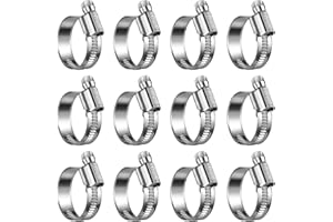 Steelsoft Heavy Duty Hose Clamp Size#12, 3/4 to 1-1/4 inch Adjustable Worm Gear Drive Hose Clamps Stainless Steel 304 for Fuel Injection Line, Automotive, Radiator, Garden,12 Pack