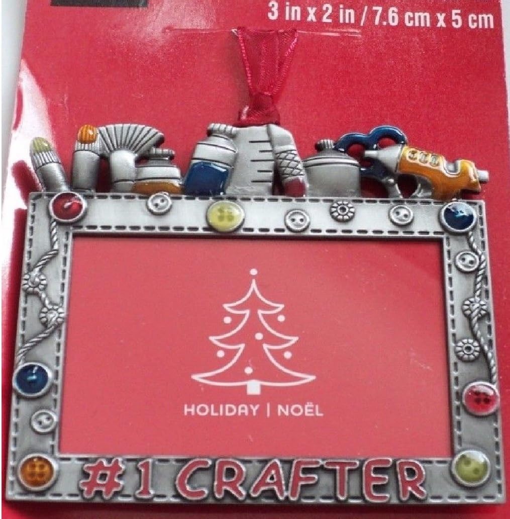 Studio Decor #1 Crafter Christmas Ornament Photo Frame Enamel Metal