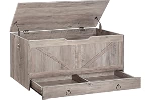 HOOBRO Storage Chest, 100 cm Toy Chest with Drawer, Wooden Storage Bench, Sturdy Entryway Bench Supports 100 kg, Shoe Bench, 