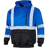 VENDACE High Visibility Reflective Safety Fleece Sweatshirt Hoodies for Men ANSI Class 3 Hi Vis Pullover Hoodie Jacket(Royal blue,L)