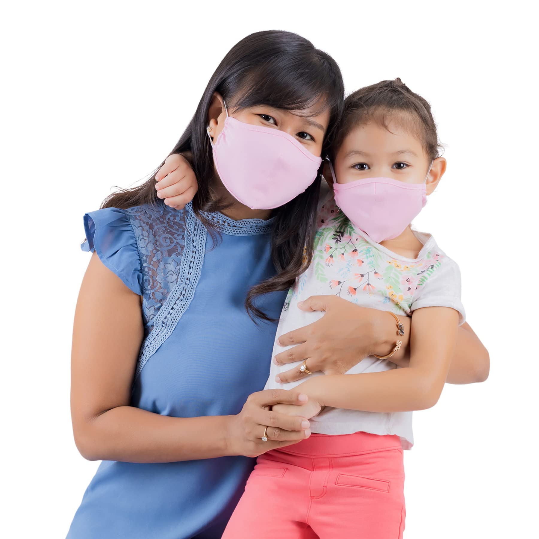 Lofbaz Cloth Face Coverings Cotton Fabric with Filter Pocket Washable Reusable (Pink - Pack of 3, Small Kid 4 to 8 Year)