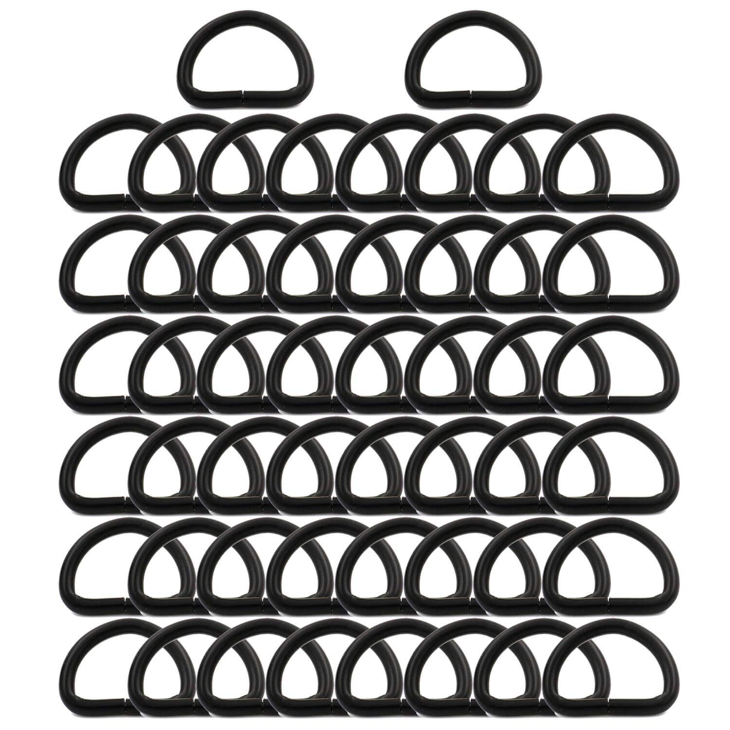 BIKICOCO Metal D-Rings Buckle, 3/4 Inch Non-Welded for Webbing Sewing DIY - Black - Pack of 50