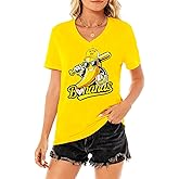 Baseball Shirts for Women Funny Banana Baseball Shirt Casual Baseball Season V Neck Short Sleeve Tee Tops