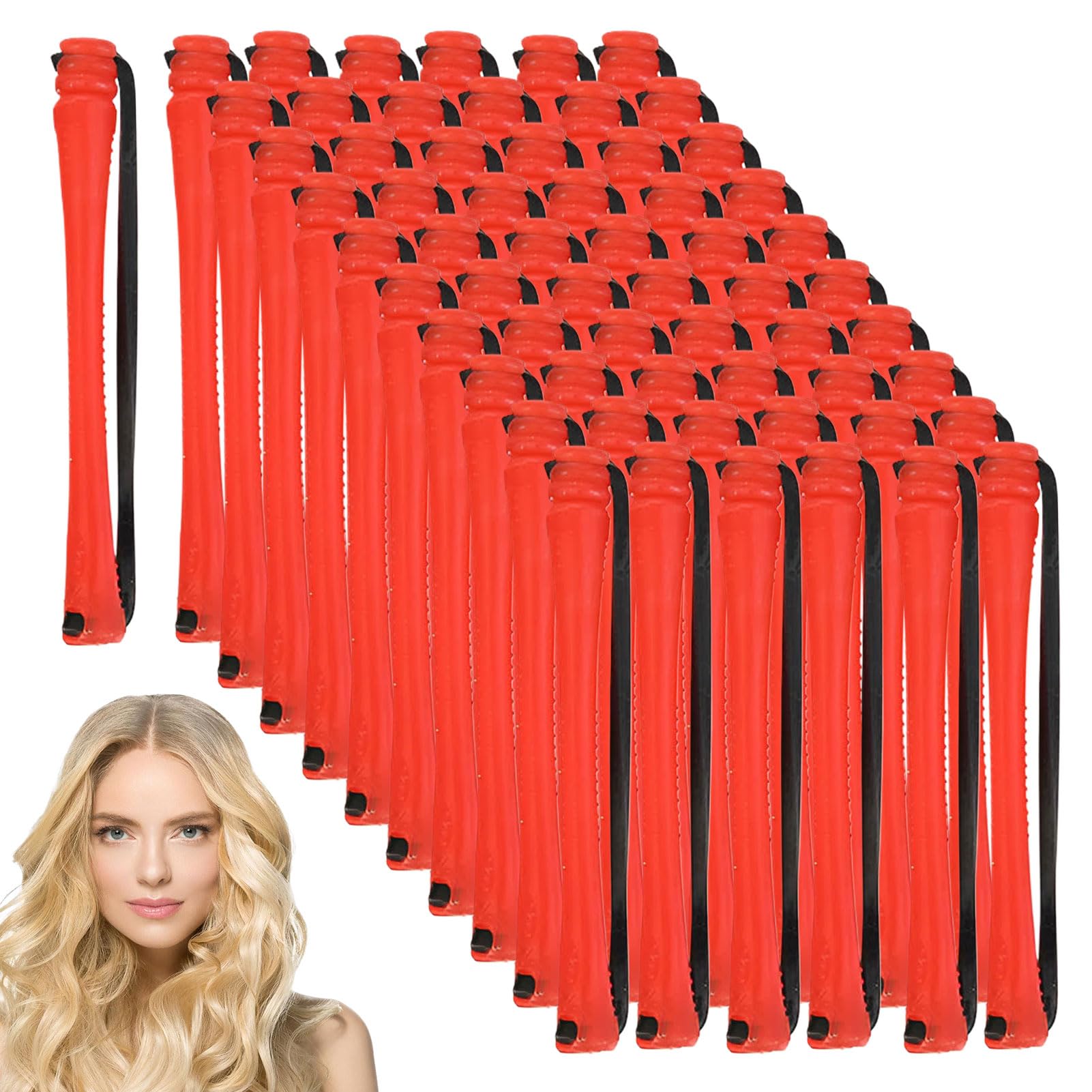 Perming Rods, 60 Pcs Perm Rollers, Small Size Red 0.27 Inch Perm Kit for Short Hair Men Women, DIY Salon Home Curling Rollers for Straight and Curly Hair